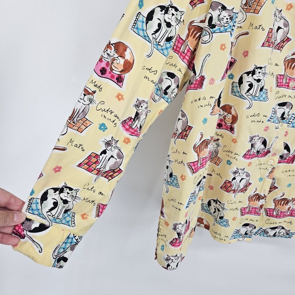 Chatterprintz Shirt Womens 2X Cat Kitten on Mats Button Up Long Sleeve Print - Picture 4 of 11